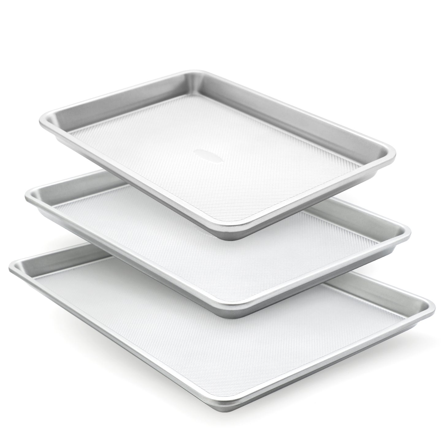 Spmarkt 3-Piece Non-Stick Baking Sheet Set | PFOA/PFOS/PTFE-Free, 0.8mm Heavy-Duty Steel with Diamond Texture Surface | Stackable Design for Roasting, Baking & Toasting