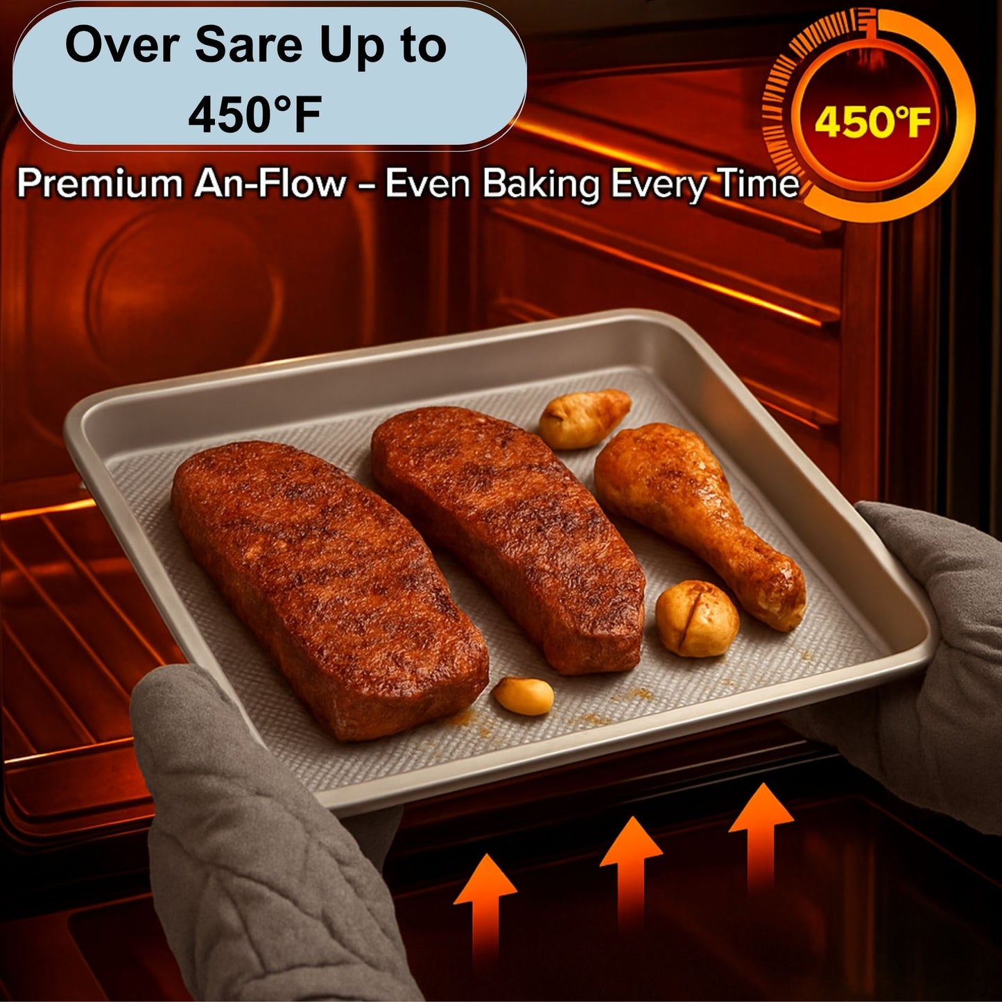 Baking Sheet Set of 3, Stainless Steel Cookie Sheet Baking Sheet Pan, 18/15/13 Inch, Non Stick Heavy Duty Thick 0.8 Mm Baking Sheet, Stackable Design for Roasting, Baking & Toasting