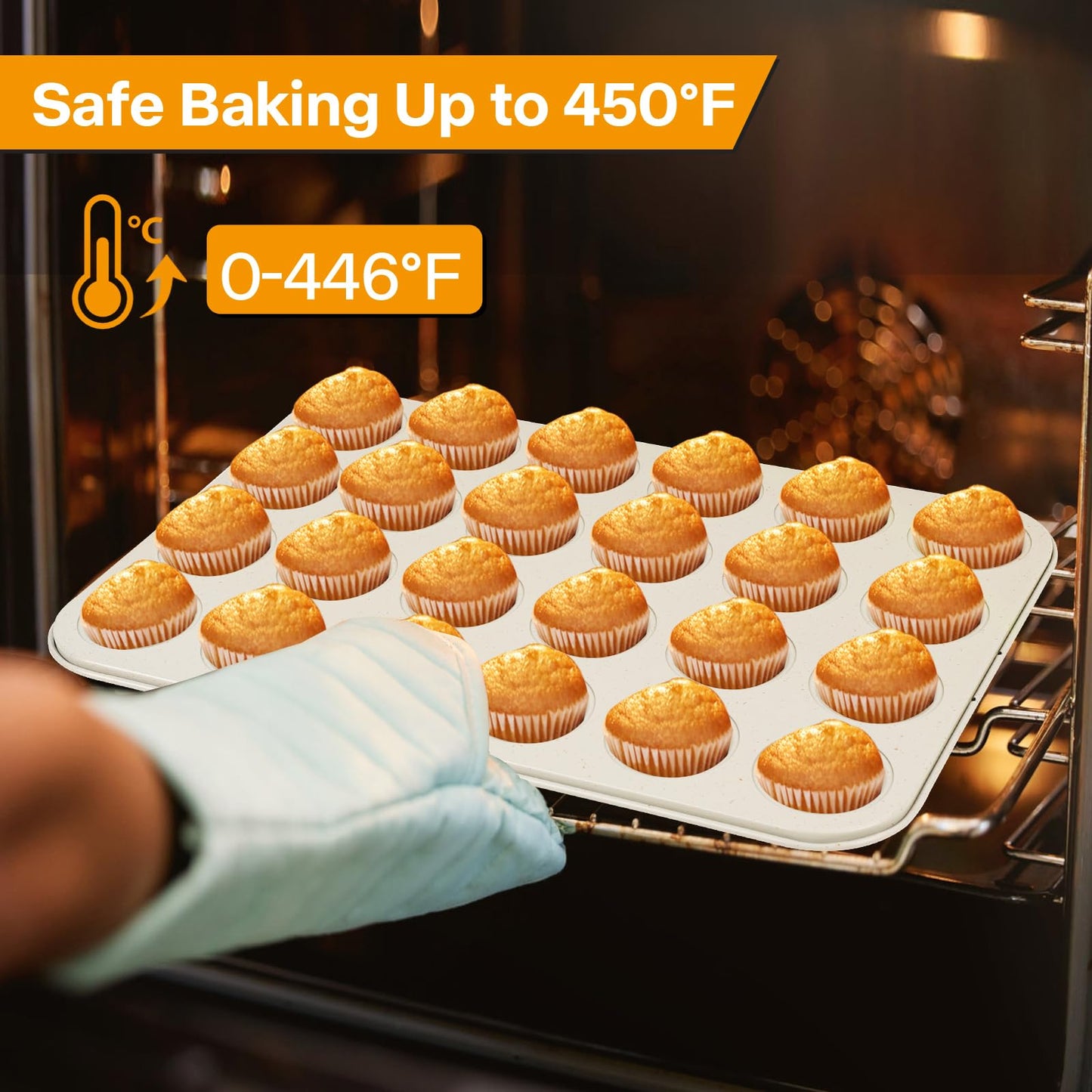 Spmart 2-Pack 24-Cup Nonstick Ceramic-Coated Mini Muffin Pan | Durable & Easy Clean Muffin Tins | Perfect for Small Baked Goods & Party Treats (Pink)