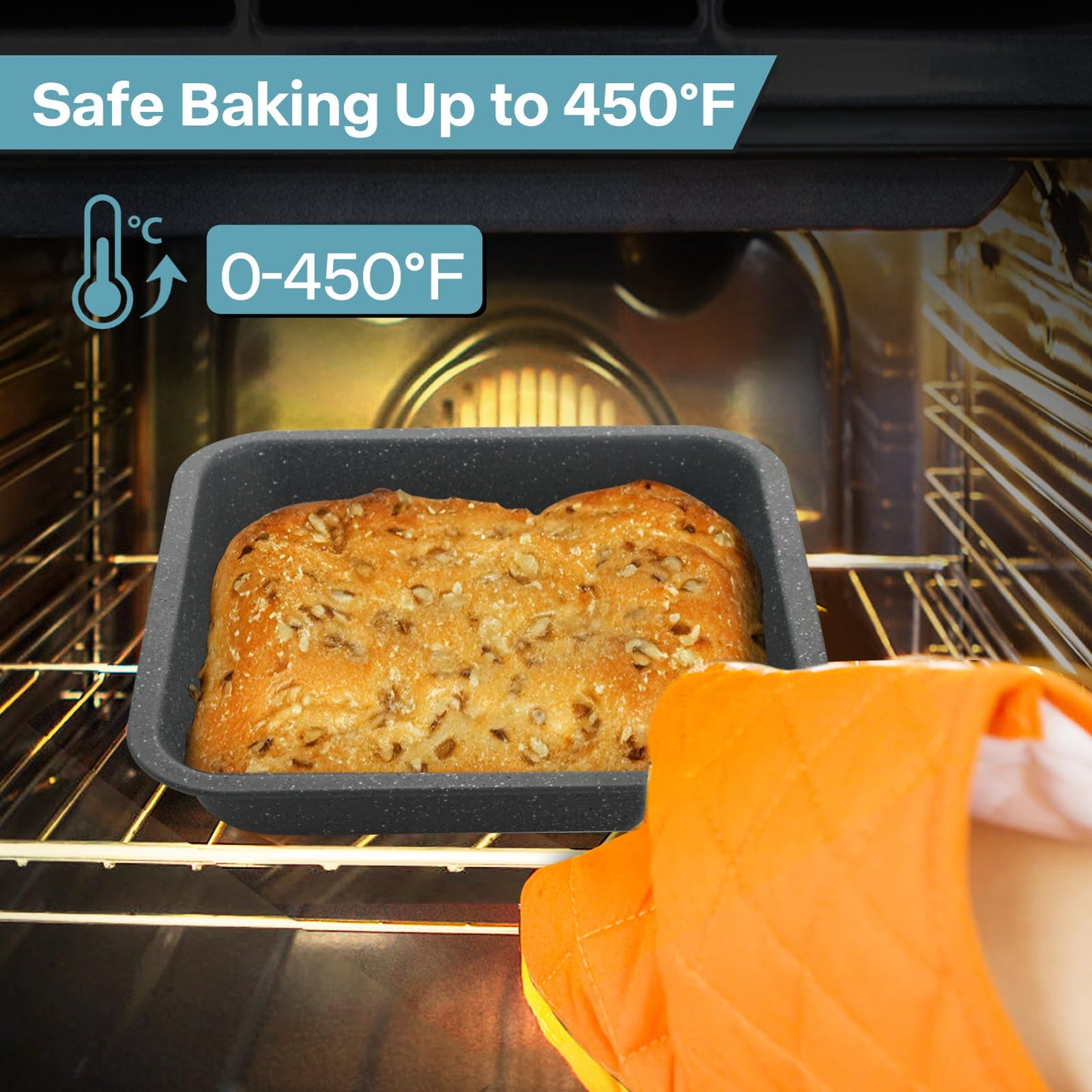 2-Pack 8 inch Square Cake Pan, 8x8 Baking Pan, Cornbread Square Baking Pan, Perfect for Brownies, Lasagna,Oven Safe