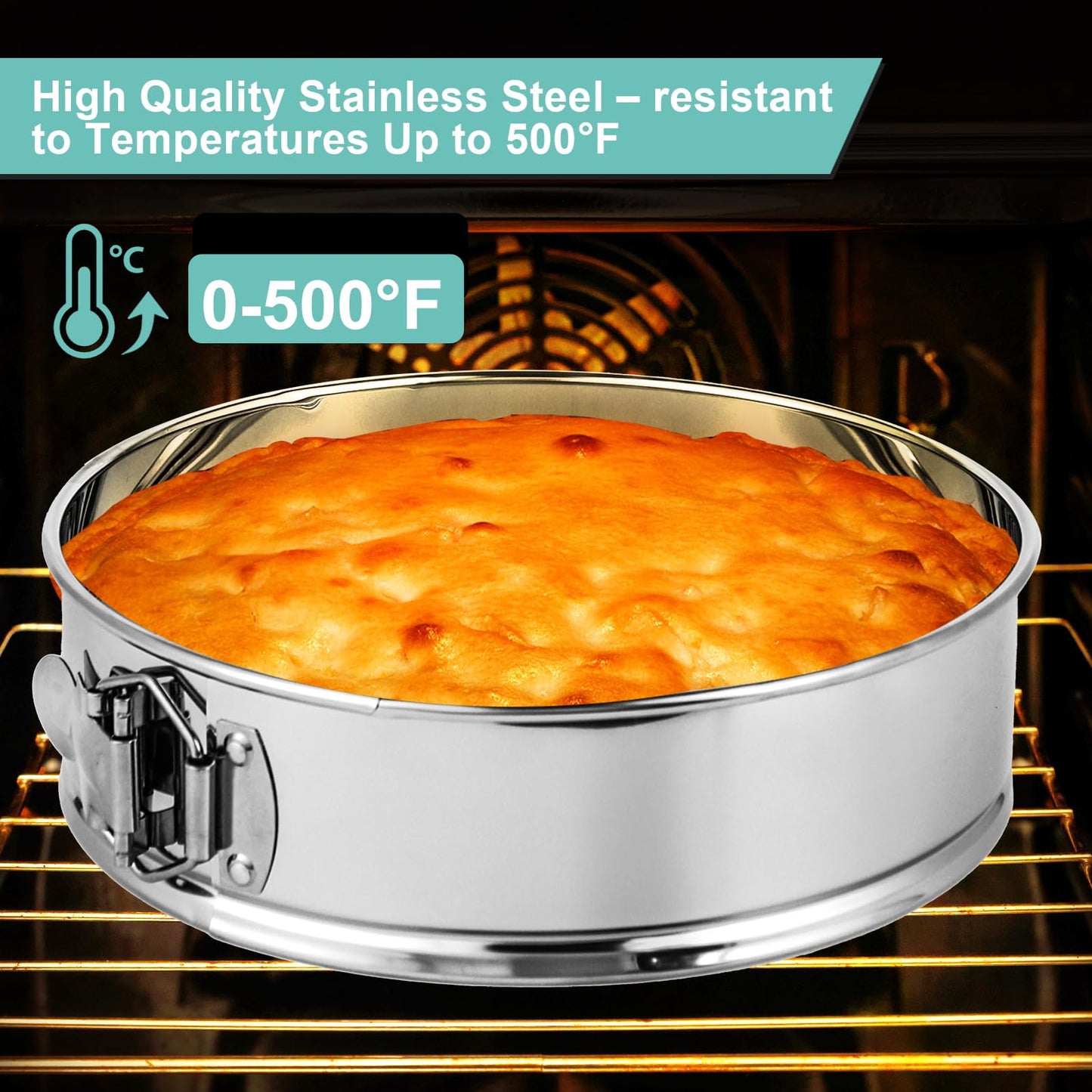 Spmarkt 10-inch Stainless Steel Springform Pan with Silicone Protector, Removable Bottom, Parchment Paper, Decorating Kit Piping Bags and Tips- Great for Birthday Parties