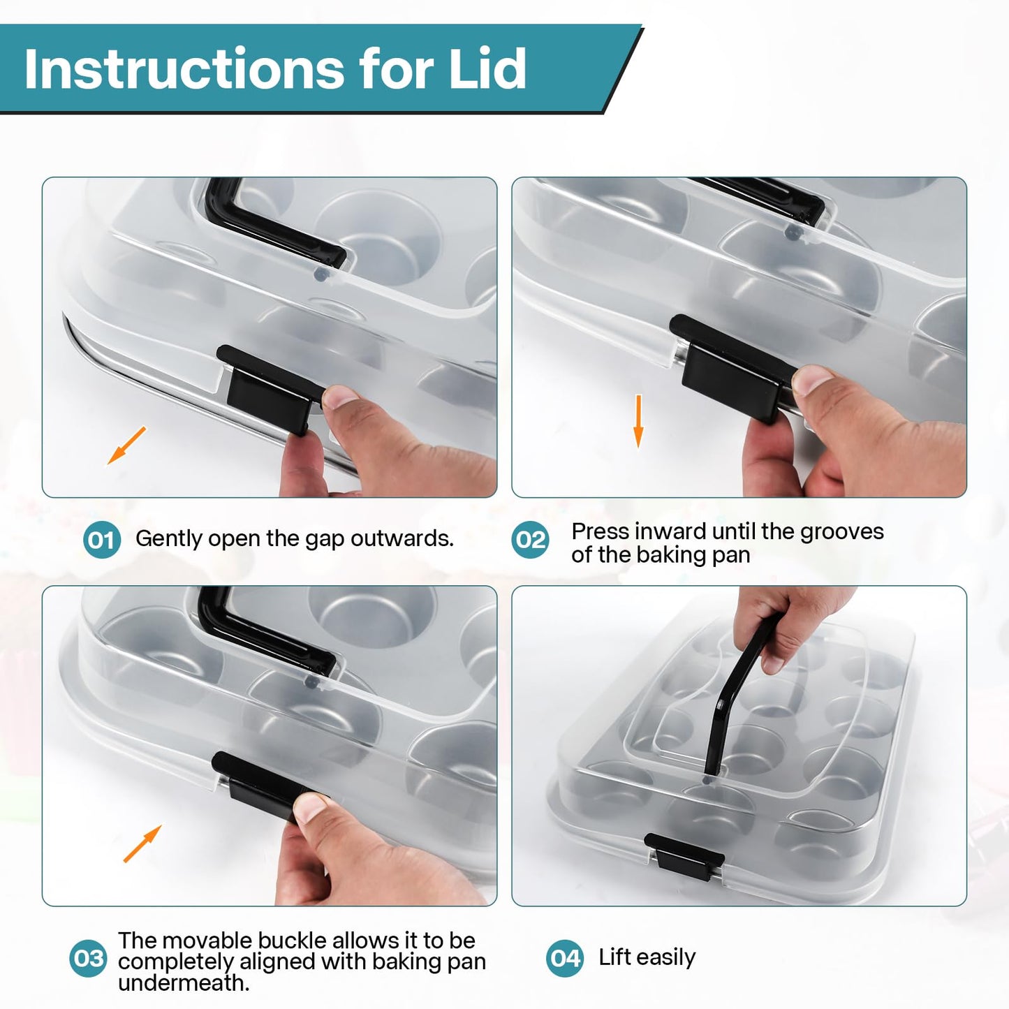 Spmarkt 2-Pack Muffin Pan with Carry Lid, Non-Stick 12-Cup Muffin Tin, Silver Cupcake Pan with Lid and Handle for Transporting, Suitable for Party, Holiday, Gathering etc
