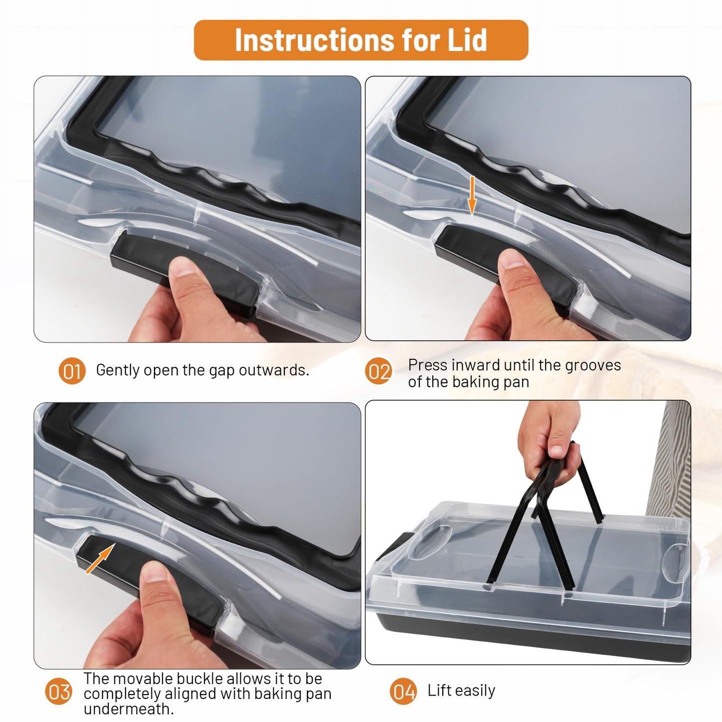 Spmarkt Ceramic-Coated Non-Stick Baking Pan with Carry Lid, 17inchx12inch Rectangular Cookie Sheets for Baking, Easy to Clean, Ovan Safe Baking Tray, Ideal for Party, and Outdoor Picnics (Black)