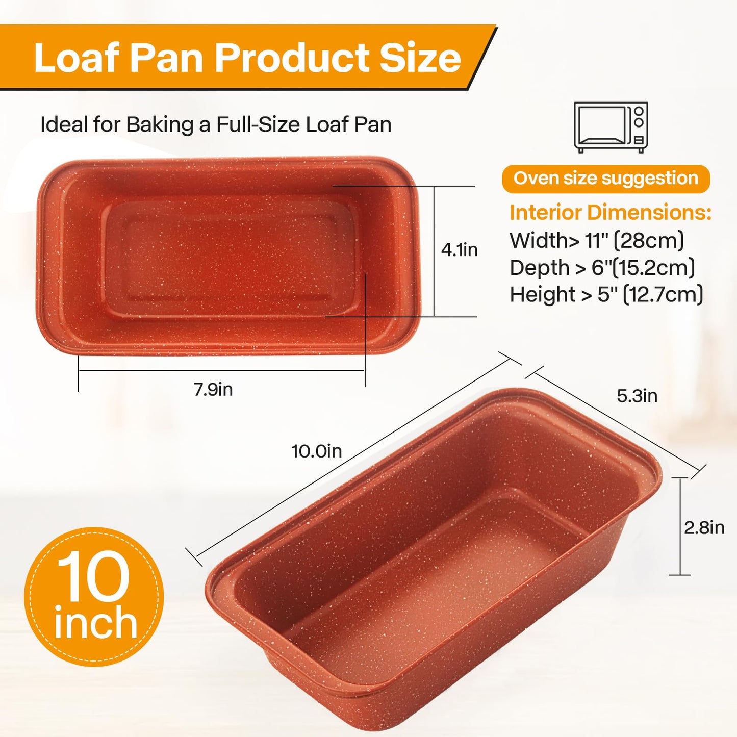 Spmarkt 2-Pack Bread Pan, 10inch Non-Stick Bread Loaf Pan, Bread Pans for Homemade Bread, Loaf Pans for Baking Bread 9x5