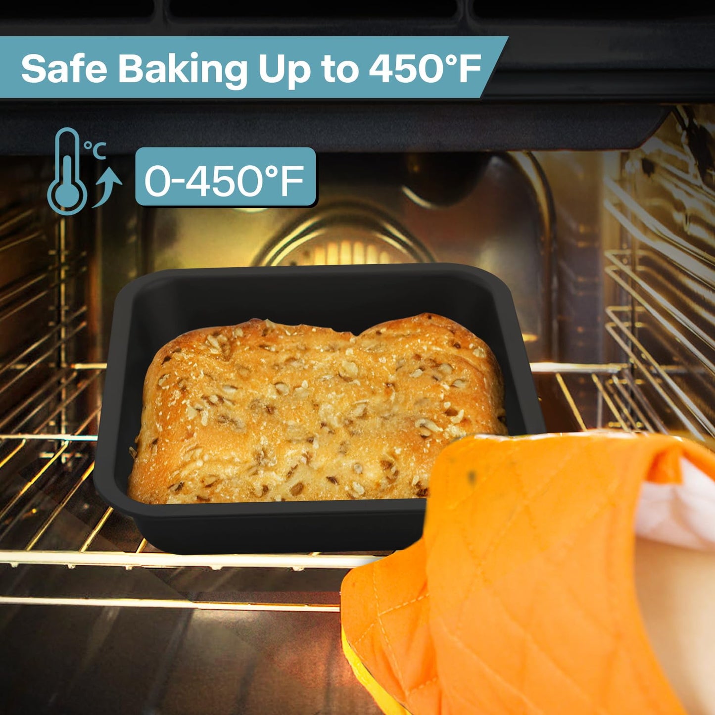2-Pack 8 inch Square Cake Pan, 8x8 Baking Pan, Cornbread Square Baking Pan, Perfect for Brownies, Lasagna,Oven Safe