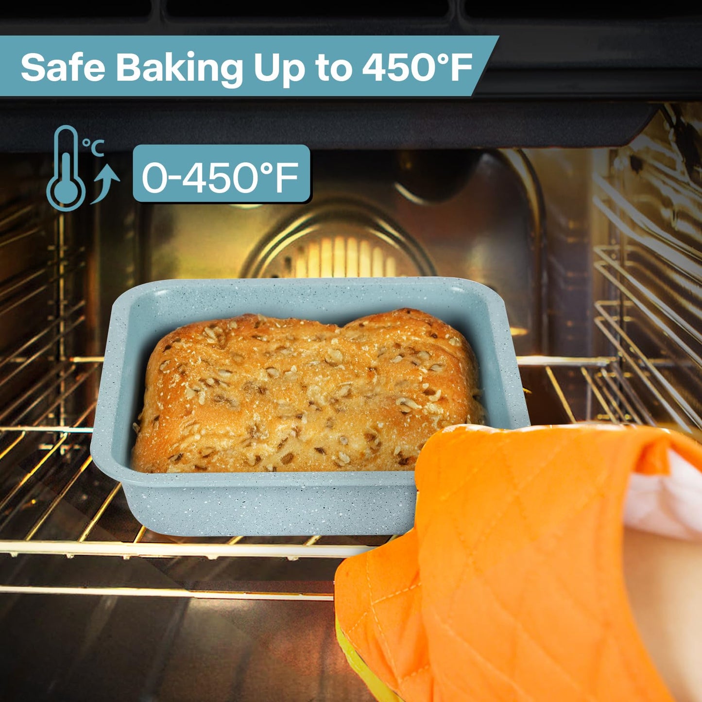 2-Pack 8 inch Square Cake Pan, 8x8 Baking Pan, Cornbread Square Baking Pan, Perfect for Brownies, Lasagna,Oven Safe