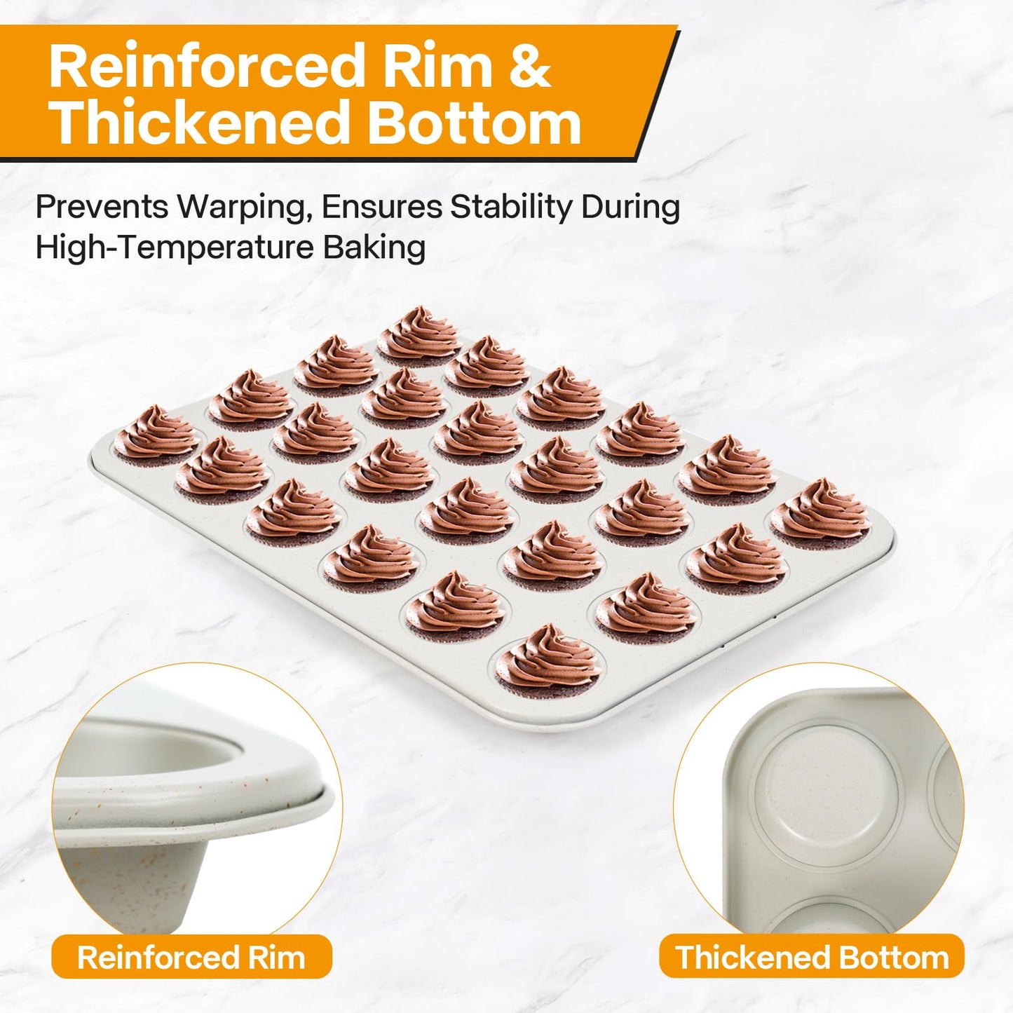 Spmart 2-Pack 24-Cup Nonstick Ceramic-Coated Mini Muffin Pan | Durable & Easy Clean Muffin Tins | Perfect for Small Baked Goods & Party Treats (Pink)