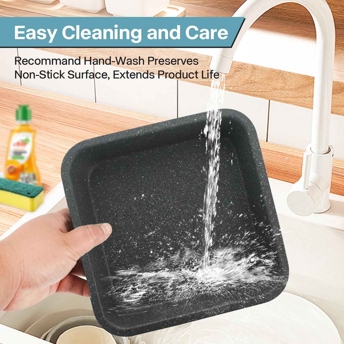 2-Pack 8 inch Square Cake Pan, 8x8 Baking Pan, Cornbread Square Baking Pan, Perfect for Brownies, Lasagna,Oven Safe