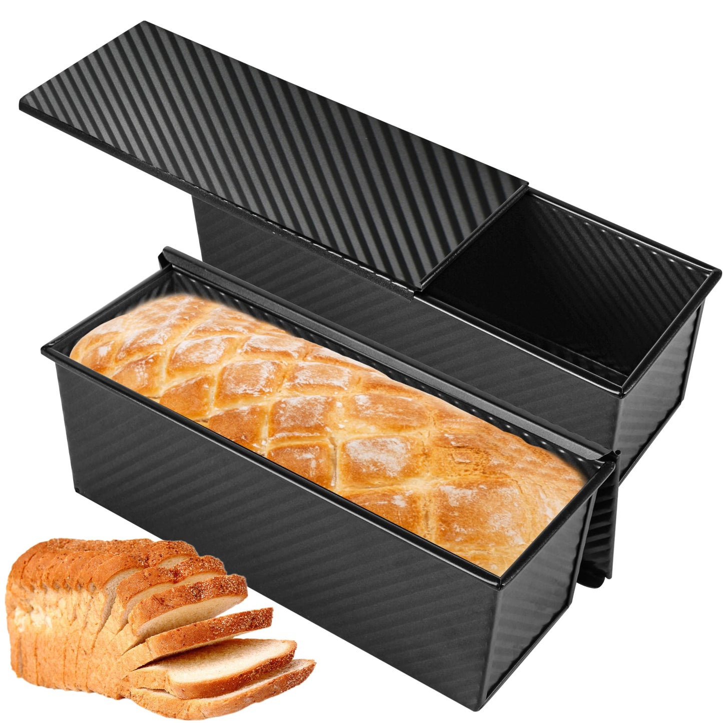 Spmarkt 2pack Pullman Bread Pans with Lid, 1LB Capacity Bread Loaf Pan, Non-Stick, Easy Release Sandwich Bread Loaf Pan for Baking Homemade Bread