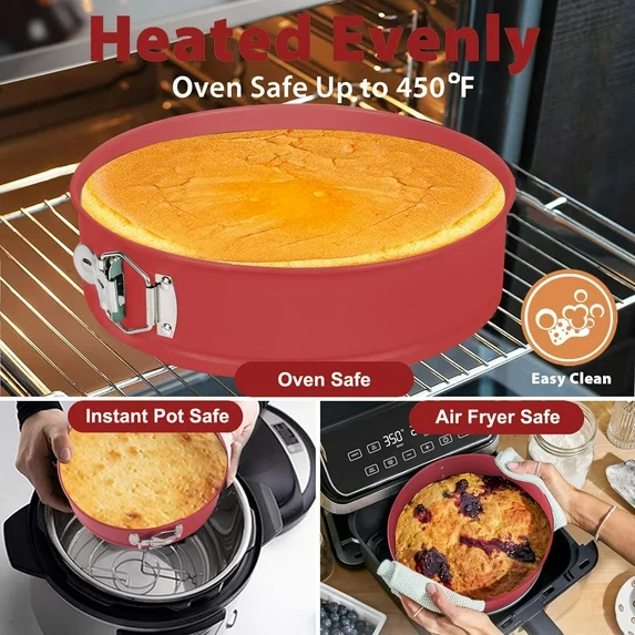 Bakdcore 10 inch Springform Pan with Removable Glass Bottom , Non-Stick Leakproof Cheesecake Pan for Cake, Cheesecakes, Pizza, and Quiches