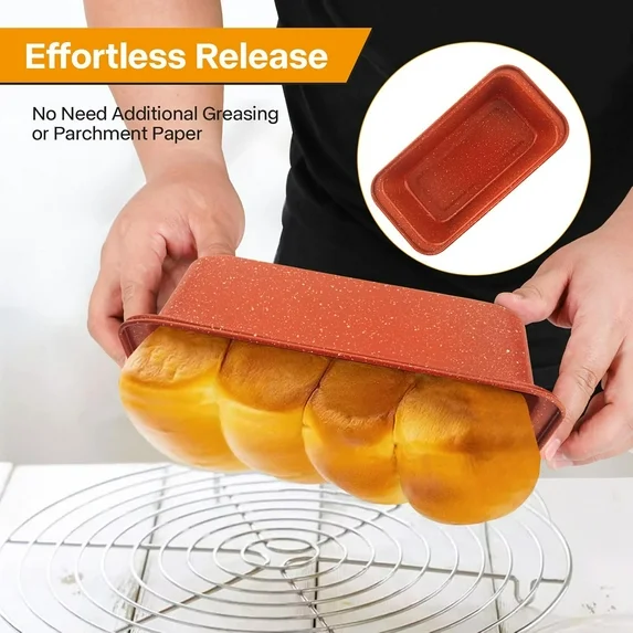 2-Pack Loaf Pan, Nonstick Banana Bread Pan, 10-Inch Banana Bread Pan, Stackable Loaf Pan for Homemade Bread, Loaf Pan for Family Parties, Beginner Bakers