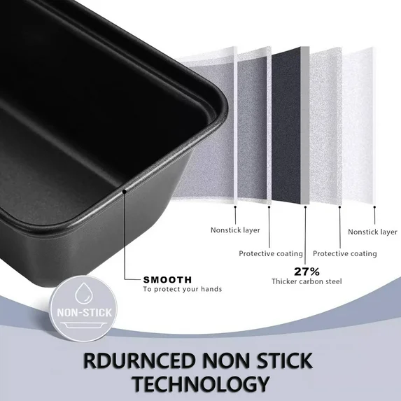Bakdcore 6 Pack Mini Loaf Pans,Non-Stick Baking Bread Pan, 6 x 3 Carbon Steel Small Bread Pans for Homemade Cakes,Black