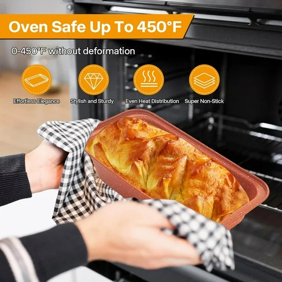 2-Pack Loaf Pan, Nonstick Banana Bread Pan, 10-Inch Banana Bread Pan, Stackable Loaf Pan for Homemade Bread, Loaf Pan for Family Parties, Beginner Bakers