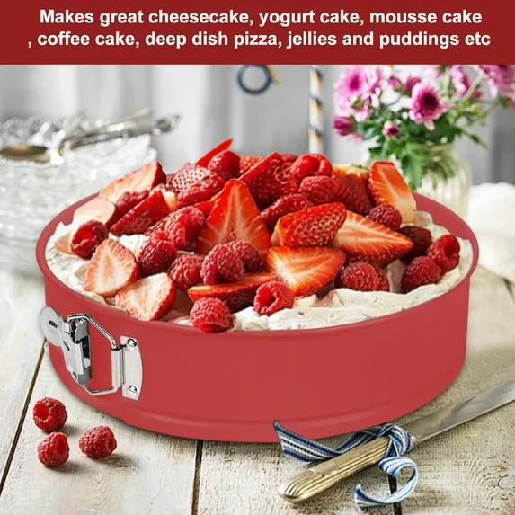 Bakdcore 10 inch Springform Pan with Removable Glass Bottom , Non-Stick Leakproof Cheesecake Pan for Cake, Cheesecakes, Pizza, and Quiches