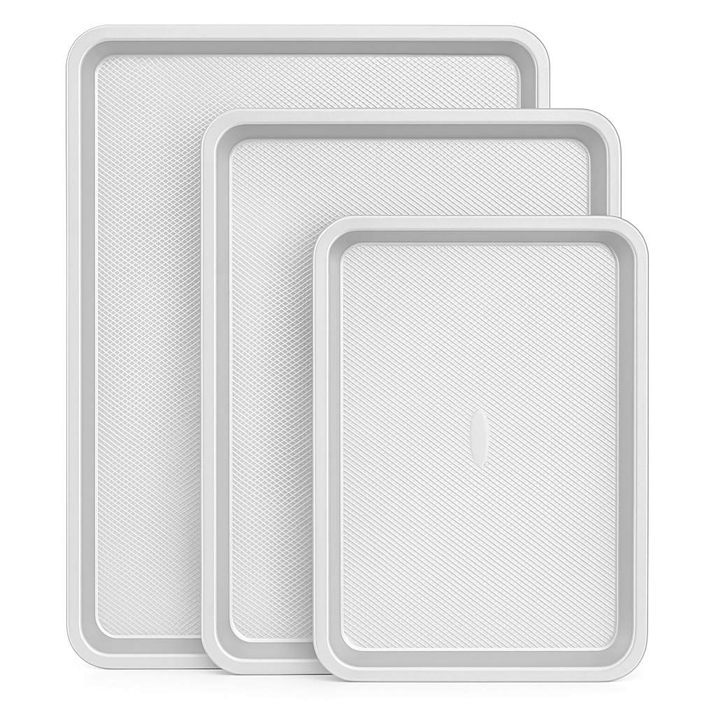 Baking Sheet Set of 3, Stainless Steel Cookie Sheet Baking Sheet Pan, 18/15/13 Inch, Non Stick Heavy Duty Thick 0.8 Mm Baking Sheet, Stackable Design for Roasting, Baking & Toasting