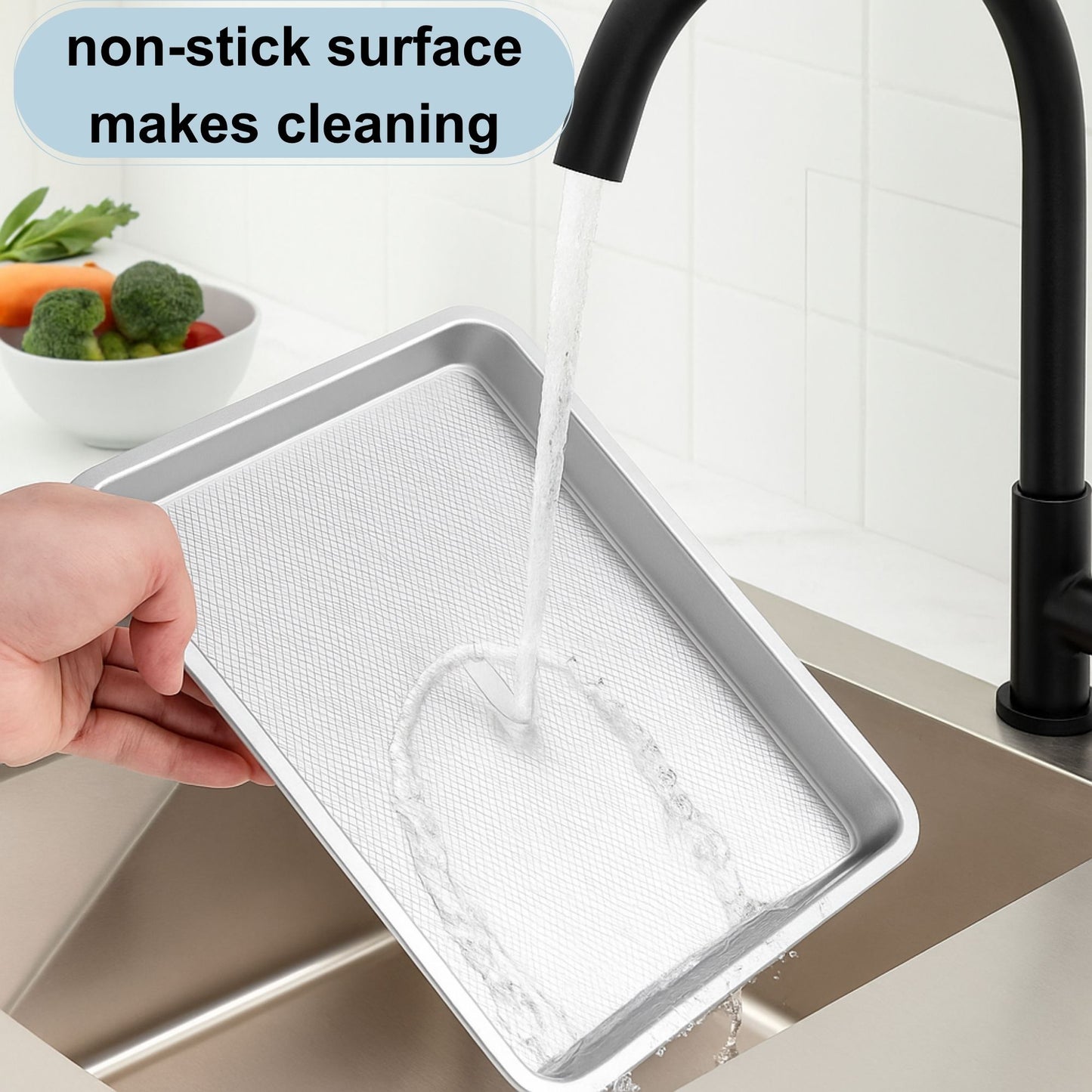 Baking Sheet Set of 3, Stainless Steel Cookie Sheet Baking Sheet Pan, 18/15/13 Inch, Non Stick Heavy Duty Thick 0.8 Mm Baking Sheet, Stackable Design for Roasting, Baking & Toasting