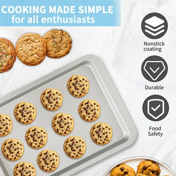 Bakdcore Cookie Sheet with Rack, Carbon Steel Oven Bakeware, 15"x10" Kitchen Cooking Baking Trays, Baking Sheet Pan for Roasting Broiling Bacon Meat Steak