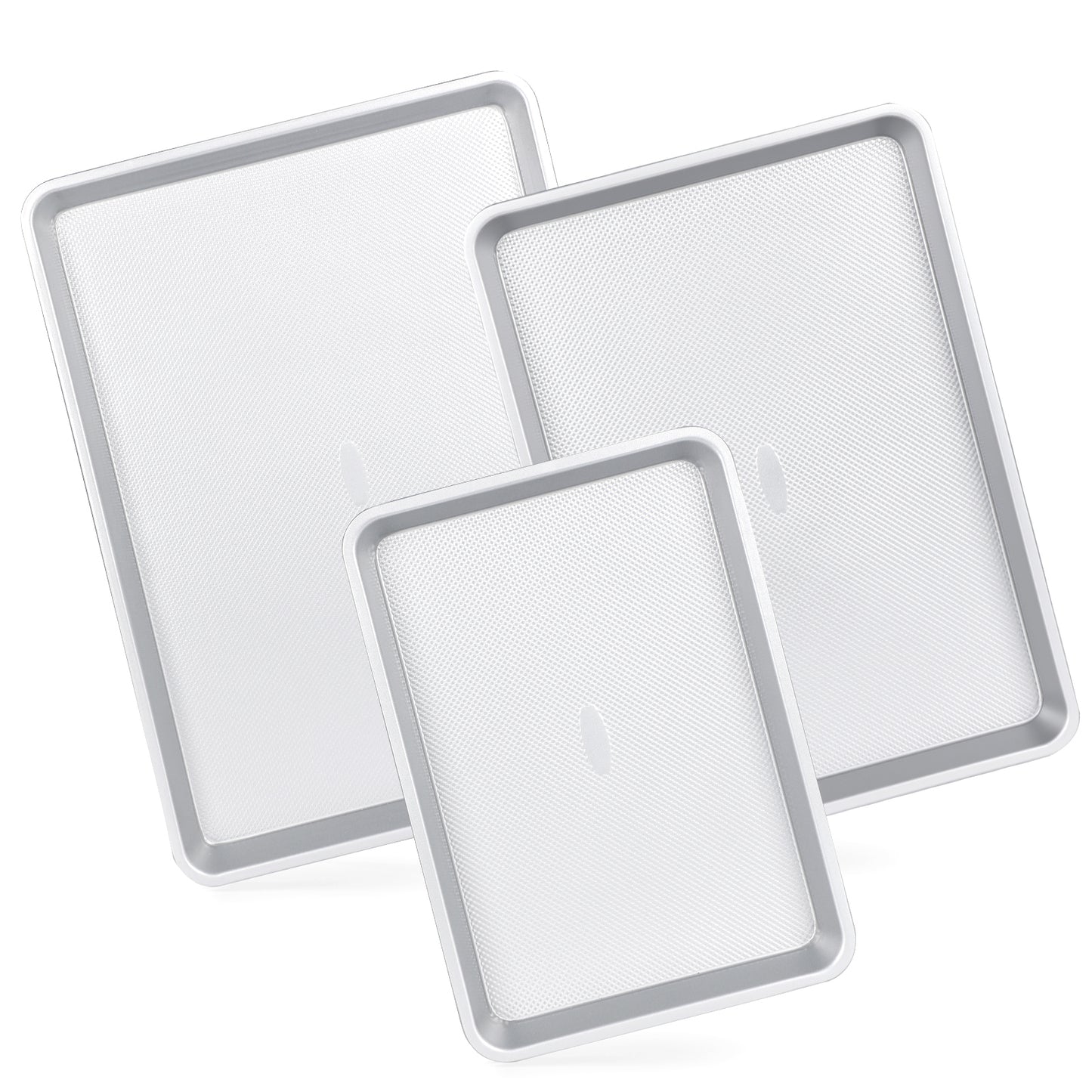Spmarkt 3-Piece Non-Stick Baking Sheet Set | PFOA/PFOS/PTFE-Free, 0.8mm Heavy-Duty Steel with Diamond Texture Surface | Stackable Design for Roasting, Baking & Toasting