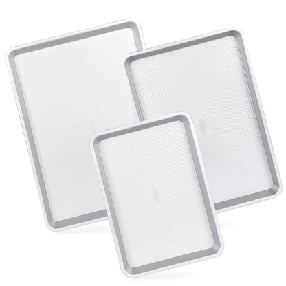 Spmarkt 3-Piece Non-Stick Baking Sheet Set | PFOA/PFOS/PTFE-Free, 0.8mm Heavy-Duty Steel with Diamond Texture Surface | Stackable Design for Roasting, Baking & Toasting