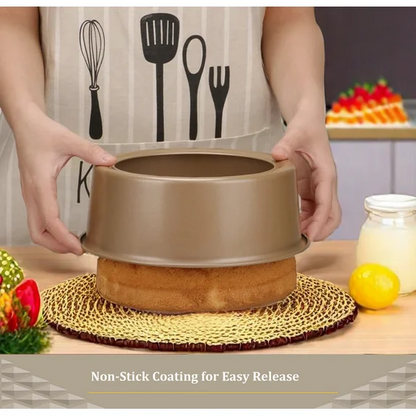 Bakdcore 2 Pack 8-Inch Round Cake Pan with Removable Bottom Gold