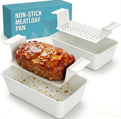 2-Pack Beige Meatloaf Pans with Drain Inserts image 1
