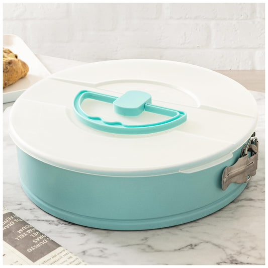 Spmarkt Cheesecake Pan with Removed Bottom and lid, 10-Inch Blue Spring Form Pan for Cheesecake, Springform Pan 10 inch Nonstick, Easy to Clean, Perfect for Baking & Transporting Cakes