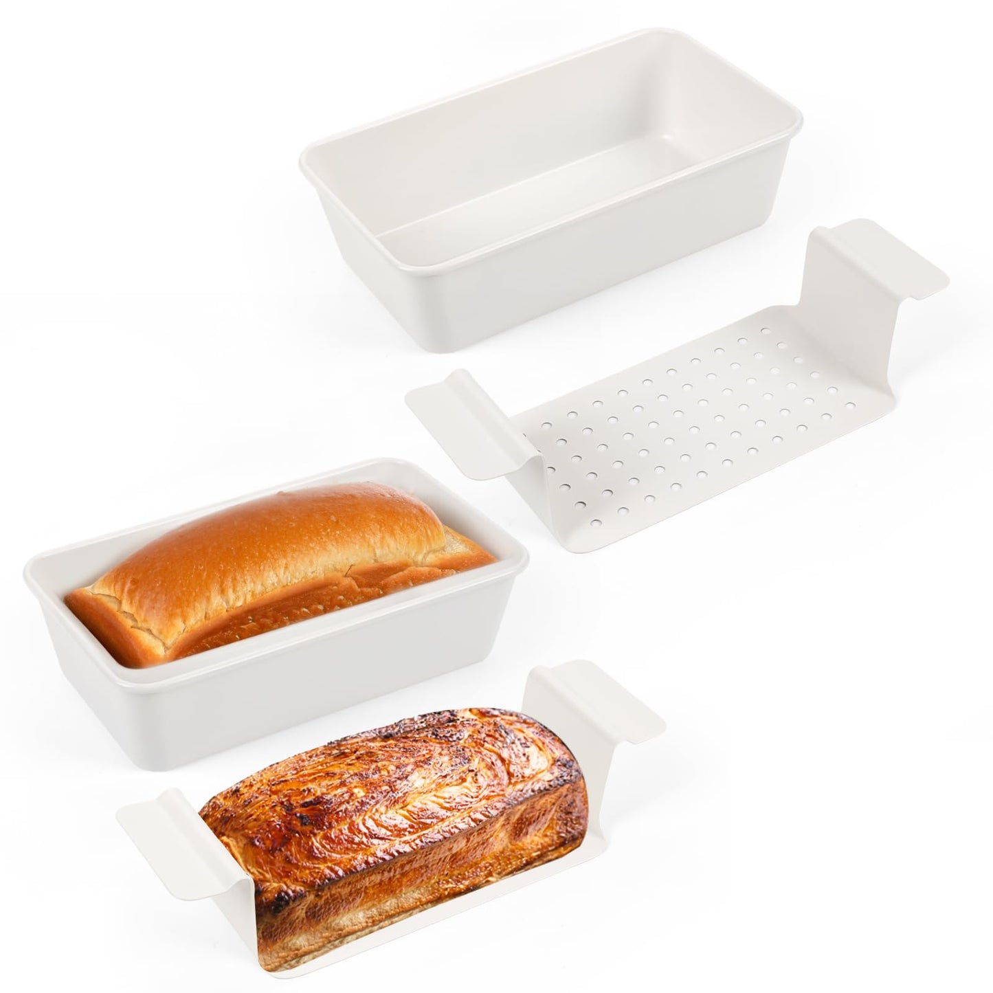 Spmarkt 2-Pack Premium 5-Layer PTFE Non-Stick Meat Loaf Pan Set with Drip Trays | Easy Release | Oven-Safe 2-Piece Loaf Pans for Healthy Cooking, Easy to Clean
