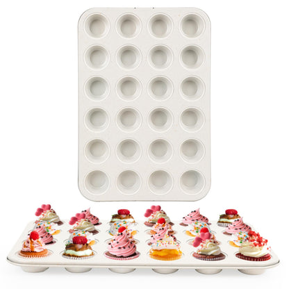 Spmart 2-Pack 24-Cup Nonstick Ceramic-Coated Mini Muffin Pan | Durable & Easy Clean Muffin Tins | Perfect for Small Baked Goods & Party Treats (Pink)