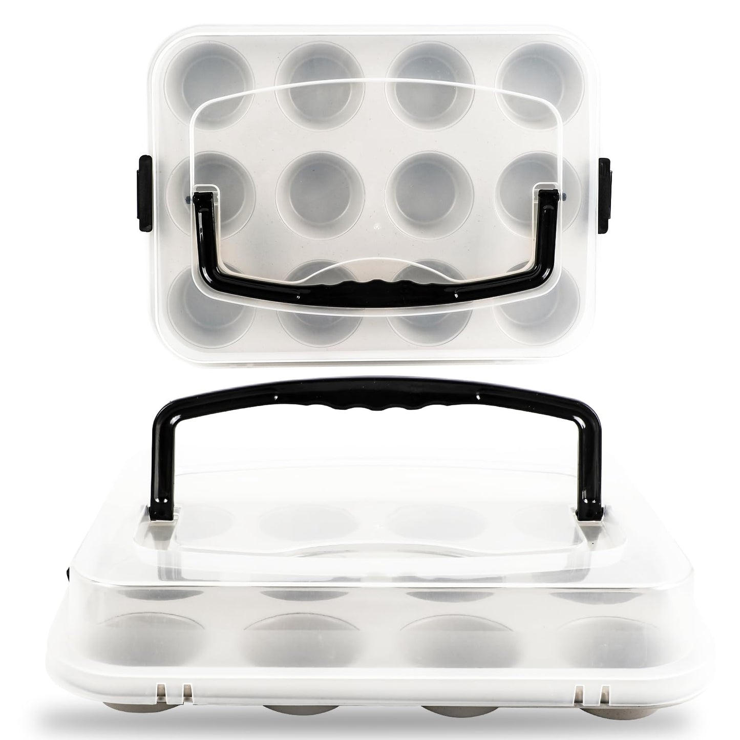 Spmarkt 2-Pack Beige Muffin Pan, Non-Stick 12-Cup Cupcake Pan with Lid, Cupcake Pan with Lid and Handle, Perfect for Holidays, Birthdays, and Family Gatherings