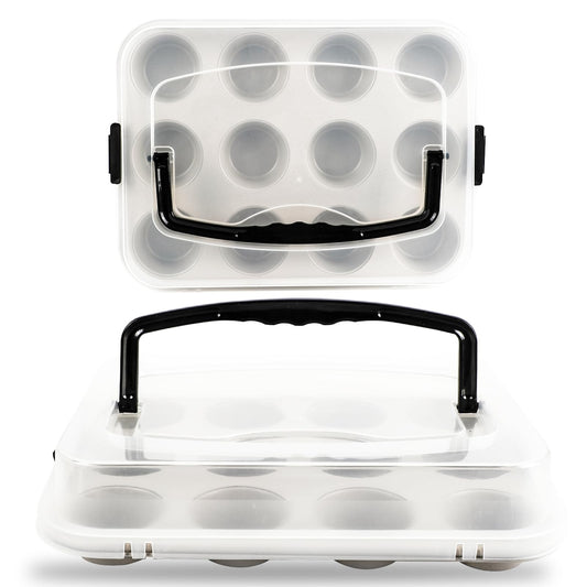 Spmarkt 2-Pack Beige Muffin Pan, Non-Stick 12-Cup Cupcake Pan with Lid, Cupcake Pan with Lid and Handle, Perfect for Holidays, Birthdays, and Family Gatherings