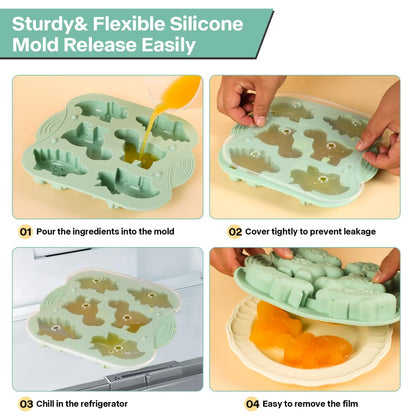 2-Pack Silicone Dinosaur Mold, Multi-Purpose Jello Molds for Kids, Dinosaur Silicone Mold for Chocolate, Dinosaur Baking & Crafting Tool for Cake, Candy, Jello, Ice Cubes