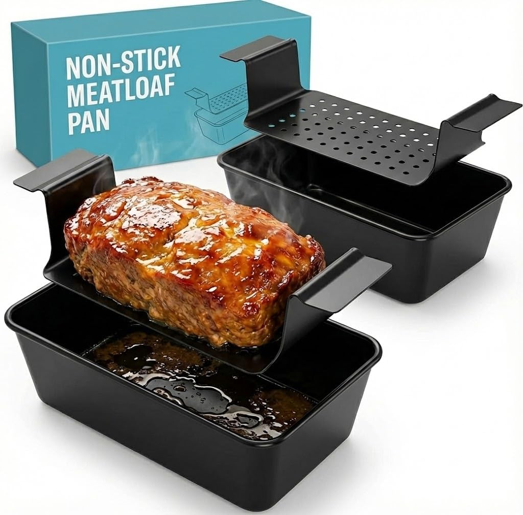 2-Pack Meatloaf Pans with Drain Trays, 9x5 Inch image 1