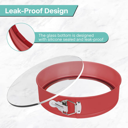 Spmarkt 10In Glass Bottom Springform Pan,10 inch Nonstick Cheesecake Pan with Silicone Seal for Easy Release, Leak-Proof, Great Gift for Baking Lovers