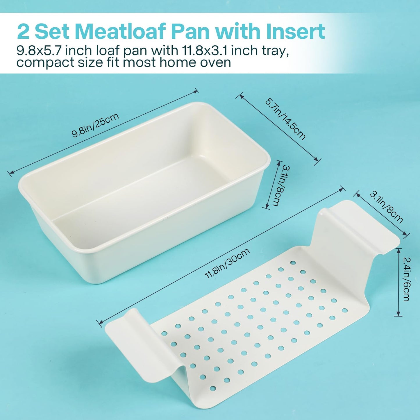 Spmarkt 2-Pack Premium 5-Layer PTFE Non-Stick Meat Loaf Pan Set with Drip Trays | Easy Release | Oven-Safe 2-Piece Loaf Pans for Healthy Cooking, Easy to Clean