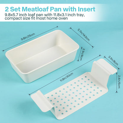 Spmarkt 2-Pack Premium 5-Layer PTFE Non-Stick Meat Loaf Pan Set with Drip Trays | Easy Release | Oven-Safe 2-Piece Loaf Pans for Healthy Cooking, Easy to Clean
