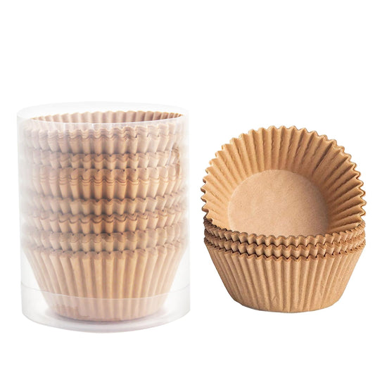 100-Pack Premium Neutral Paper Muffin Liners, Cupcake Baking Liners Unbleached, Cupcake Wrappers, Grease-Resistant Muffin Liners