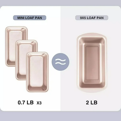 Bakdcore 6 pack Mini Loaf Pans,Non-Stick Baking Bread Pan, 6 x 3 Carbon Steel Small Bread Pans for Homemade Cakes, Gold