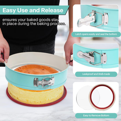 Spmarkt 10-Inch Glass Bottom Springform Pan with Silicone Seal, Springform Pan 10 inch Nonstick,10In Cheesecake Pans Springform, Leak-Proof, Nontoxic & Oven-Safe