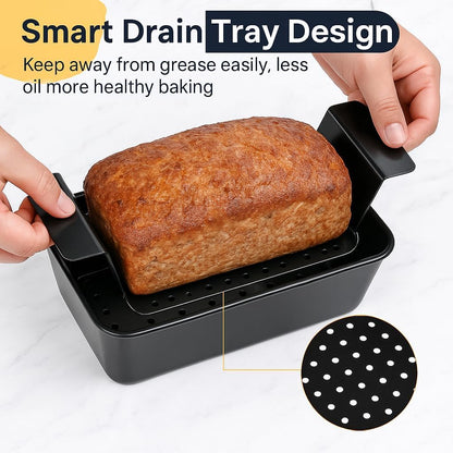 2-Pack Meatloaf Pans with Drain Trays, 9x5 Inch image 3