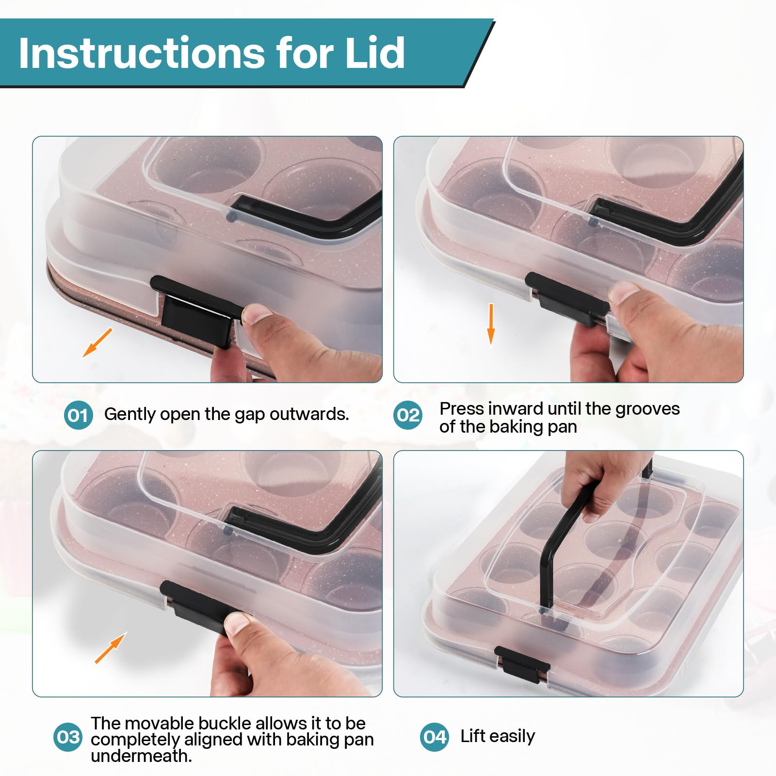 2-Pack Pink 12-Cup Muffin Pan with Lid - Spmarkt B0D4QFKJSR