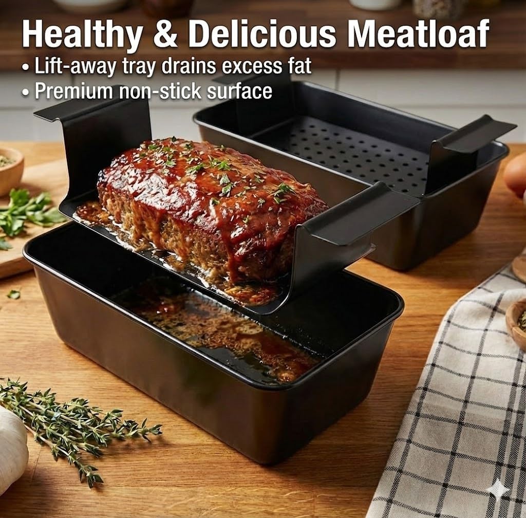 2-Pack Meatloaf Pans with Drain Trays, 9x5 Inch image 2