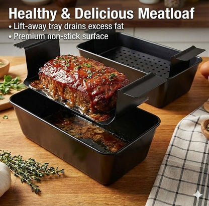 2-Pack Meatloaf Pans with Drain Trays, 9x5 Inch image 2