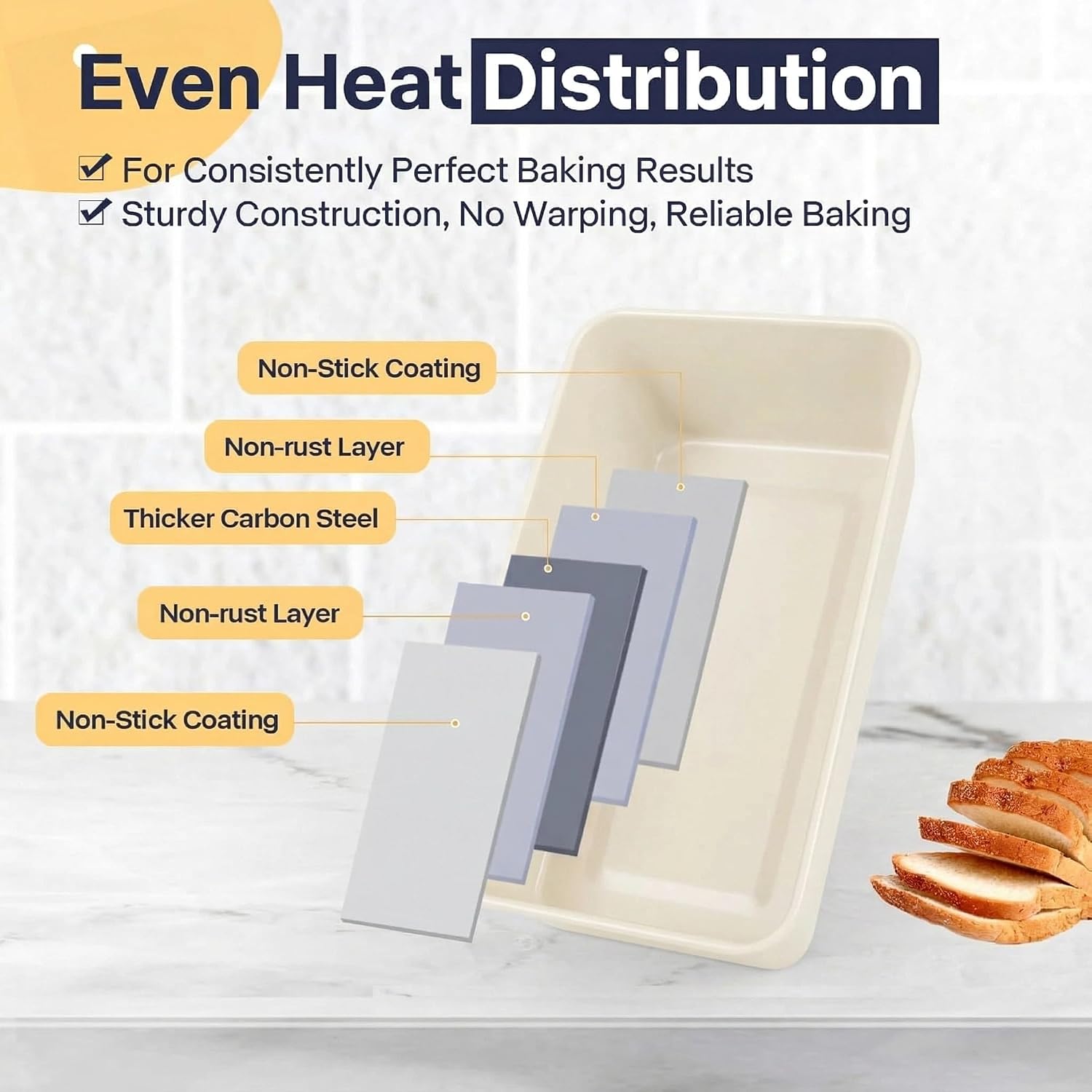 2-Pack Beige Meatloaf Pans with Drain Inserts image 4