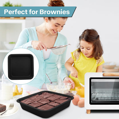 2-Pack 8 inch Square Cake Pan, 8x8 Baking Pan, Cornbread Square Baking Pan, Perfect for Brownies, Lasagna,Oven Safe