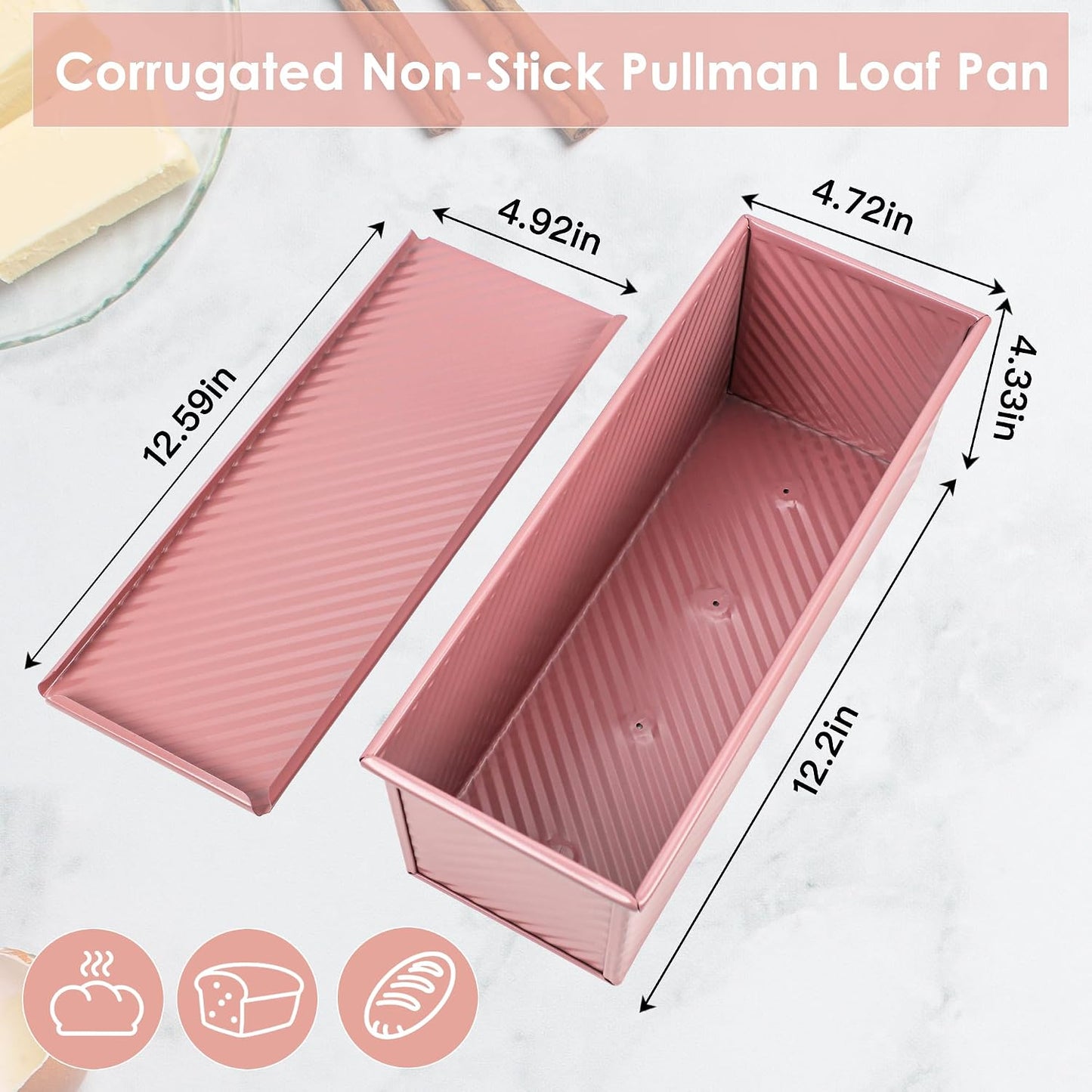 Pink 1 lb Pullman Loaf Pan with Lid image 4