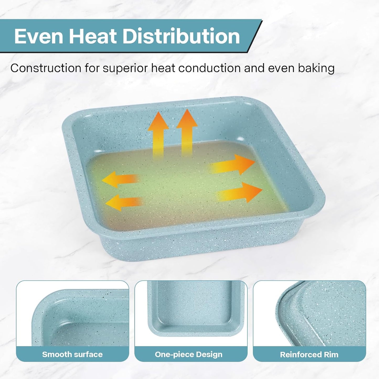 2-Pack Light Blue 8-Inch Square Cake Pan - Spmarkt B0DBQ5FL6T