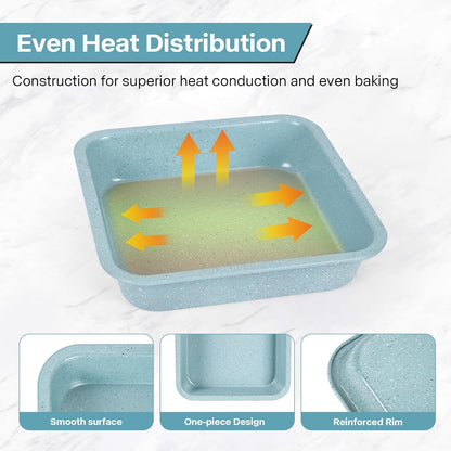 2-Pack Light Blue 8-Inch Square Cake Pan - Spmarkt B0DBQ5FL6T