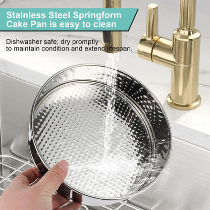 Spmarkt 9inch 304 Stainless Steel Springform Cake Pan with Detachable Bottom, Silicone Cheesecake Pan Protector, Parchment Paper, Decorating Kit Piping Bags and Tips- Ideal for Home Bakers