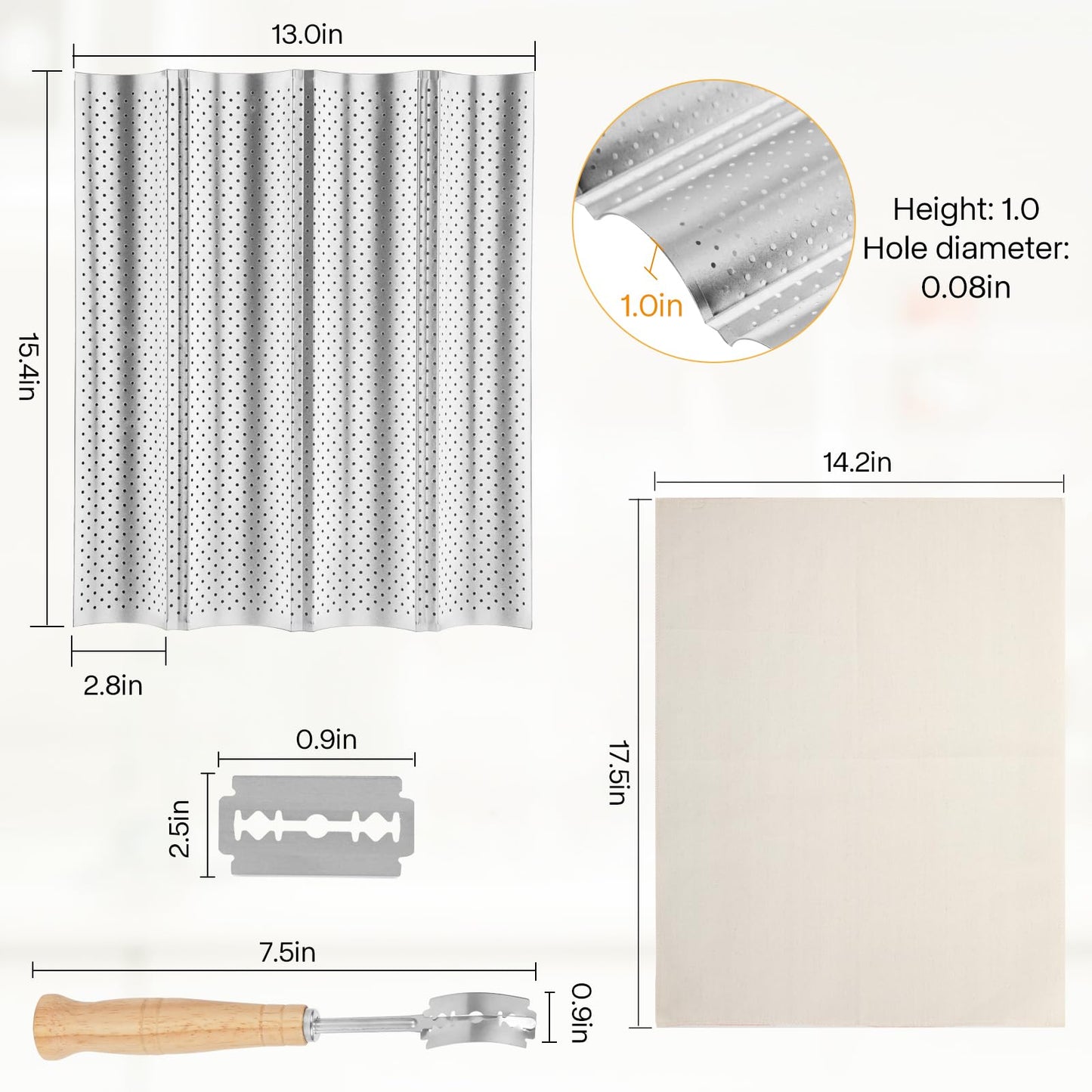 Spmarkt 4-Slot French Baguette Pan Set, Non-Stick French Bread Pan, Baguette Baking Pan with Proofing Cloth, Bread Lame, Home Baking Tools Kit for Homemade Bread