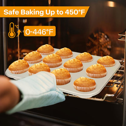 Spmarkt 2-Pack Pink Nonstick Muffin Pans, 12-Cup Muffin Cake Pan, 5-Layer Free PFOA/PFOS/PTFE Safe Cupcake Pan, Durable & Easy-Clean Muffin Cup for Baking